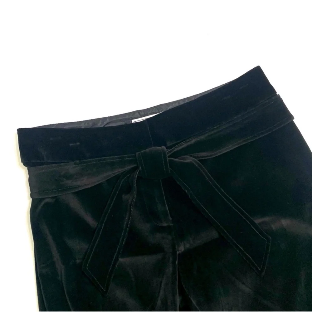 Talbots Petite Black Luxe Stretch Velvet Pants Matching Removable Belt Size 6